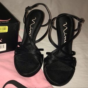 Nina satin black heels
